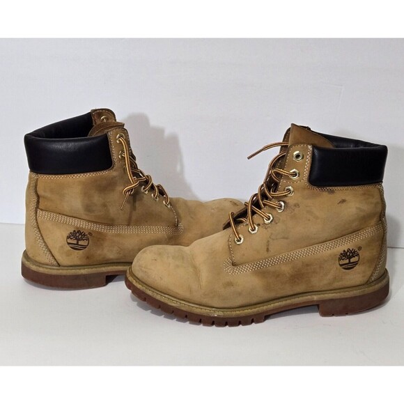 Timberland Classic Work Boots Mens 9.5 10061 Wheat 6 Inch Premium Nubuck - Picture 2 of 14